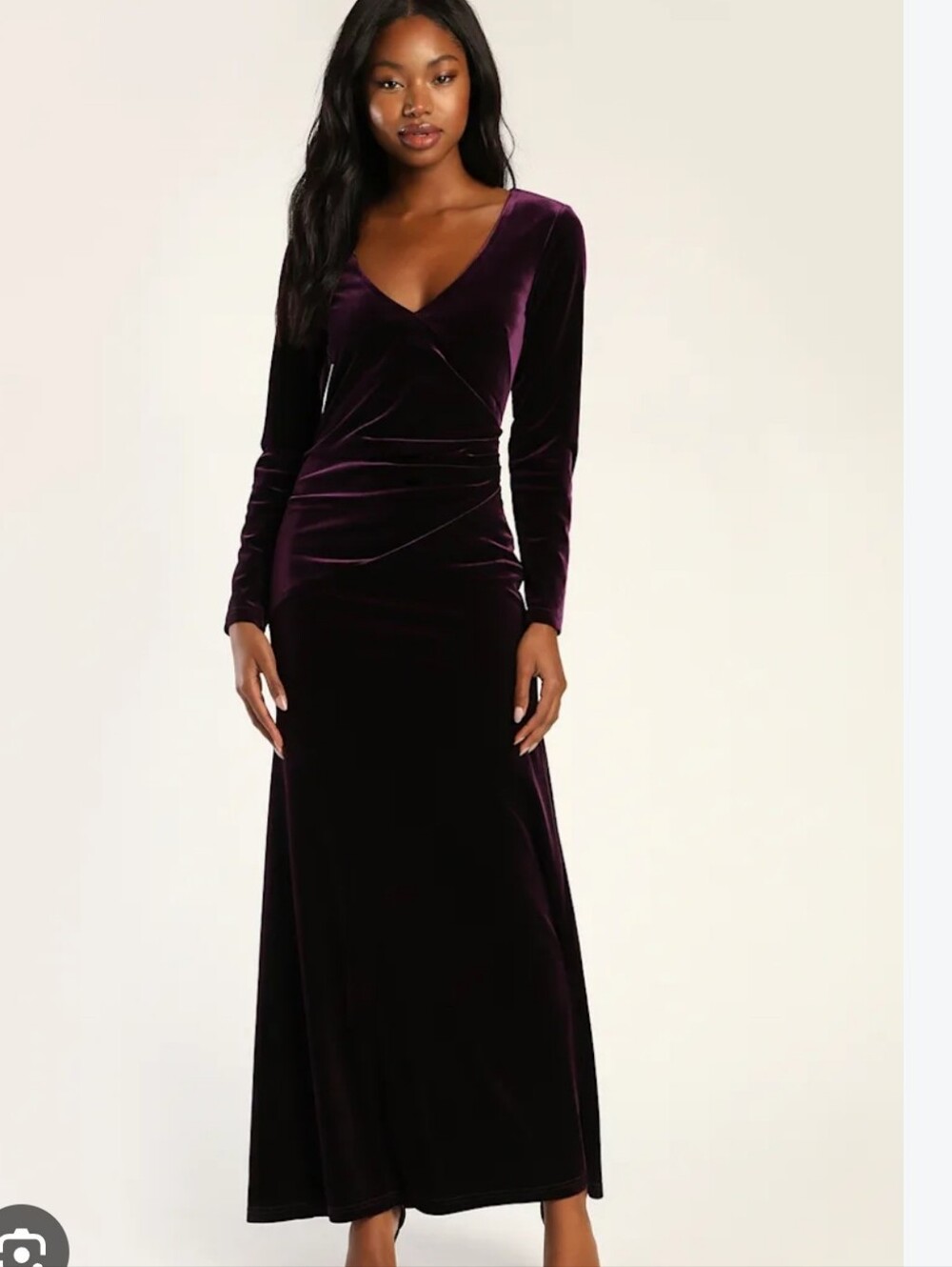 STUNNING Lulu's Purple Velvet V-Neck Long Sleeve Backless Maxi Dress